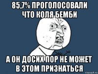 85,7% проголосовали что коля бемби а он досих пор не может в этом признаться