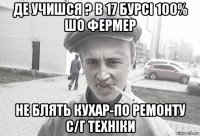 де учишся ? в 17 бурсі 100% шо фермер не блять кухар-по ремонту с/г техніки