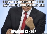 я сейчас скажу два слова и этот сайт скорей всего закроют. итак правый сектор