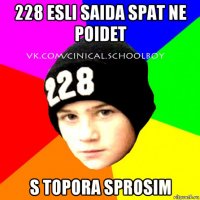 228 esli saida spat ne poidet s topora sprosim