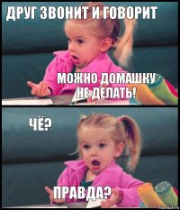 Друг звонит и говорит Можно домашку не делать! Чё? Правда?