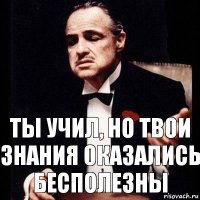 ты учил, но твои знания оказались бесполезны