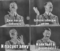 Диас пасует ерболату Ерболат обводит двоих И пасует аяну И аян бьет в девятеку