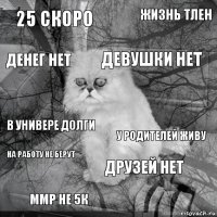 25 скоро у родителей живу девушки нет ммр не 5к в универе долги жизнь тлен друзей нет денег нет на работу не берут 