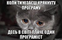 коли ти юзаєш крякнуту програму десь в світі плаче один програміст