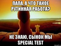 папа, а что такое рутинная работа? не знаю, сынок мы special test