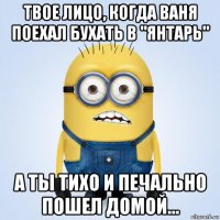 твое лицо, когда ваня поехал бухать в "янтарь" а ты тихо и печально пошел домой...