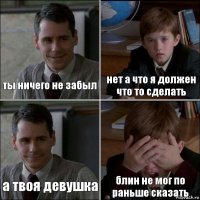 ты ничего не забыл нет а что я должен что то сделать а твоя девушка блин не мог по раньше сказать