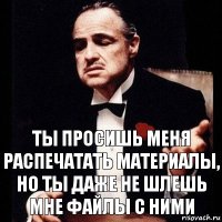 Ты просишь меня распечатать материалы, но ты даже не шлешь мне файлы с ними