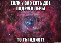 если у вас есть две подруги леры то ты идиот!