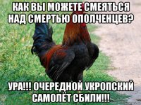 как вы можете смеяться над смертью ополченцев? ура!!! очередной укропский самолёт сбили!!!