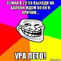 31 мая в 23:59 выходи на балкон ждем 00:00 и кричим... ура лето!