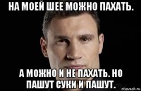 на моей шее можно пахать. а можно и не пахать. но пашут суки и пашут.