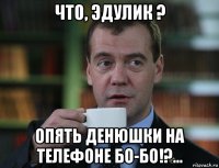 что, эдулик ? опять денюшки на телефоне бо-бо!?...