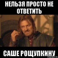 нельзя просто не ответить саше рощупкину