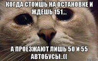 когда стоишь на остановке и ждешь 151... а проезжают лишь 50 и 55 автобусы..((