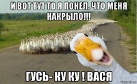 и вот тут то я понел. что меня накрыло!!! гусь- ку ку ! вася