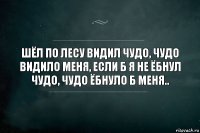 Шёл по лесу видил чудо, чудо видило меня, если б я не ёбнул чудо, чудо ёбнуло б меня..