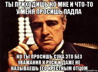 ты приходишь ко мне и что-то у меня просишь падла но ты просишь сука это без уважания к руси и даже не называешь его крестным отцом