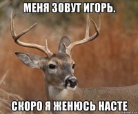 меня зовут игорь. скоро я женюсь насте