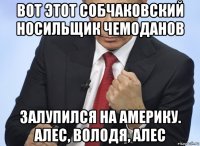 вот этот собчаковский носильщик чемоданов залупился на америку. алес, володя, алес