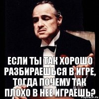 Если ты так хорошо разбираешься в игре, тогда почему так плохо в нее играешь?