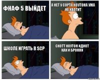 Фнаф 5 выйдет А нет у сорта коутона ума не хватит Школе играть в scp Скотт коутон идиот как и бронни