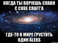 когда ты воруешь спавн с cube craft'a где-то в мире грустить один aleks