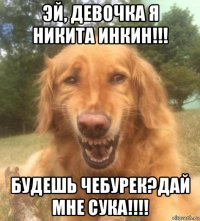 эй, девочка я никита инкин!!! будешь чебурек?дай мне сука!!!!