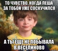 то чувство, когда леша за тобой уже соскучился а ты еще не побывала в веселиново