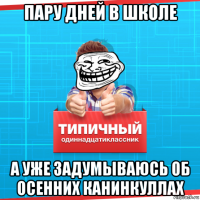 пару дней в школе а уже задумываюсь об осенних канинкуллах