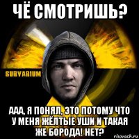 чё смотришь? ааа, я понял, это потому что у меня жёлтые уши и такая же борода! нет?