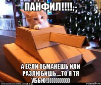 панфил!!!!,- а если обманешь или разлюбишь....то я тя убью!)))))))))))