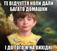 те відчуття коли дали багато домашки і до того ж на вихідні