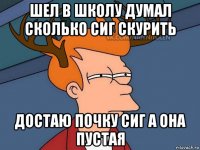 шел в школу думал сколько сиг скурить достаю почку сиг а она пустая