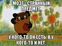 мозг - странный предмет. у кого-то он есть, а у кого-то и нет.