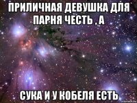 приличная девушка для парня честь , а сука и у кобеля есть