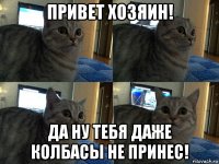 привет хозяин! да ну тебя даже колбасы не принес!