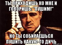 ты приходишь ко мне и говоришь: "пушим!" но ты собираешься пушить какую-то дичь