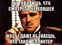 ты говоришь, что смотрела черепашек но ты даже не знаешь, кто такой сплинтер