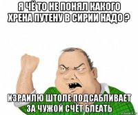 я чё то не понял какого хрена путену в сирии надо ? израилю штоле подсабливает за чужой счёт блеать