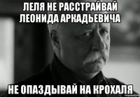 леля не расстрайвай леонида аркадьевича не опаздывай на крохаля