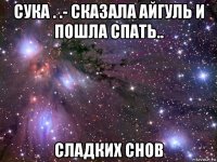 сука . .- сказала айгуль и пошла спать.. сладких снов