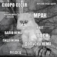 скоро сесія тлєн мрак піздєц балів нема курсову треба здати допуску нема впадло шось писати пишу меми я кіт