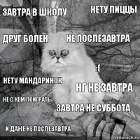 завтра в школу НГ не завтра не послезавтра и даже не послезавтра нету мандаринок нету пиццы завтра не суббота друг болен не с кем поиграть :(