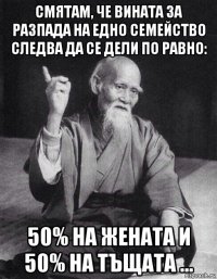 смятам, че вината за разпада на едно семейство следва да се дели по равно: 50% на жената и 50% на тъщата ...