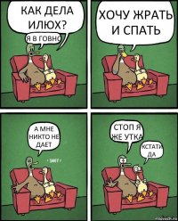 КАК ДЕЛА ИЛЮХ? Я В ГОВНО ХОЧУ ЖРАТЬ И СПАТЬ А МНЕ НИКТО НЕ ДАЕТ СТОП Я ЖЕ УТКА КСТАТИ ДА