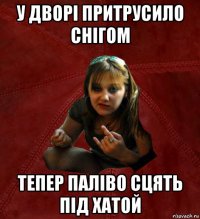 у дворі притрусило снігом тепер паліво сцять під хатой