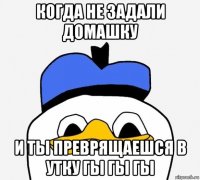 когда не задали домашку и ты преврящаешся в утку гы гы гы