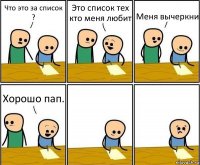 Что это за список ? Это список тех кто меня любит Меня вычеркни Хорошо пап.